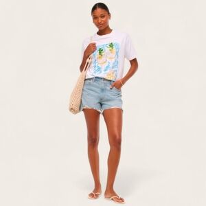 Abercrombie & Fitch Curve Love High Rise Mom Light Blue Jean Shorts Sz 18 / 34